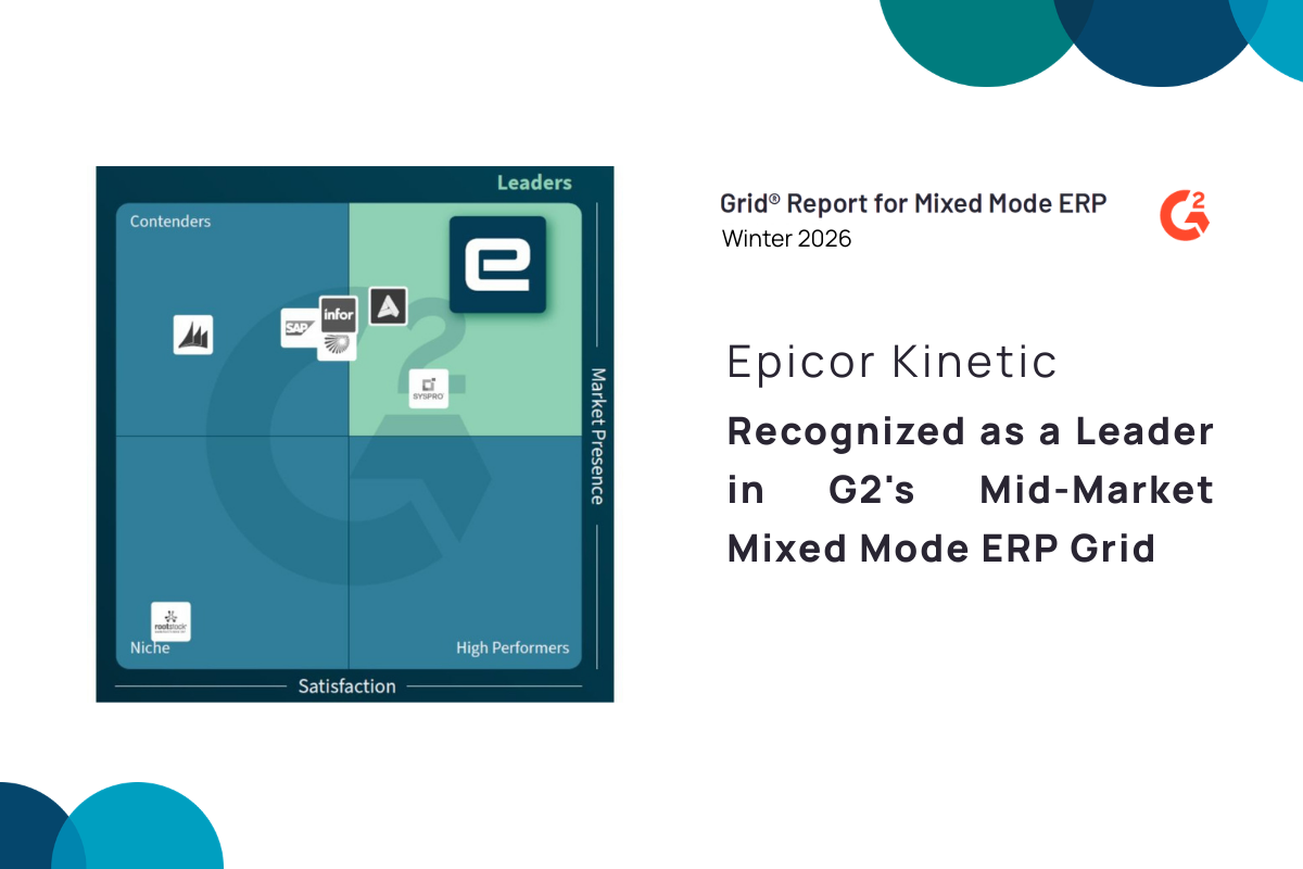 Epicor Kinetic Recognized as a Leader in G2’s Mid-Market Mixed Mode ERP Grid – Winter 2026